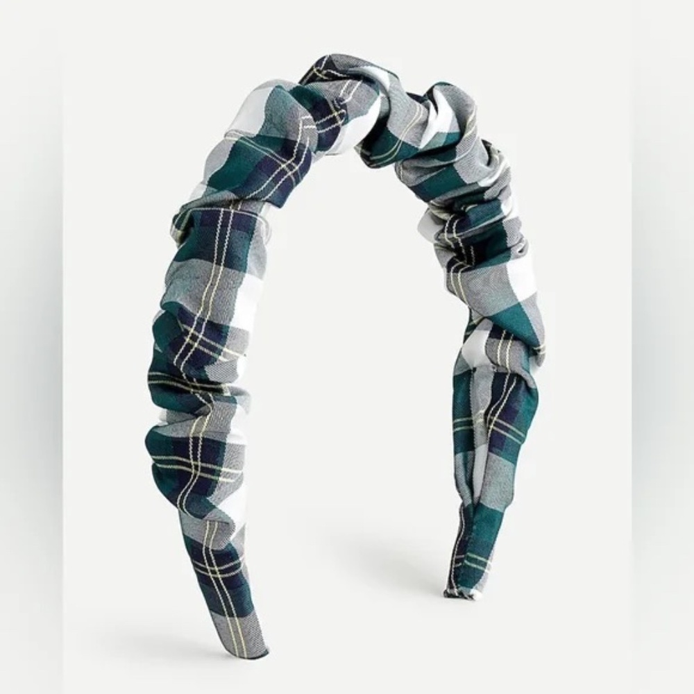 J. Crew Preppy Navy  Plaid Scrunchie Headband